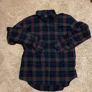 Weatherproof Blue and Green Plaid Button-Down Flannel Shirt